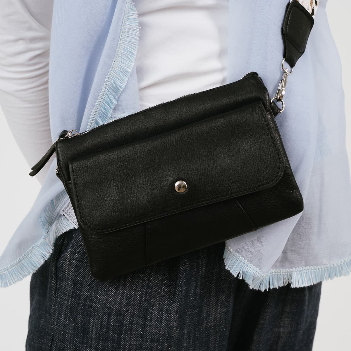 Schoudertas zwart met Luxe Bag Strap 3