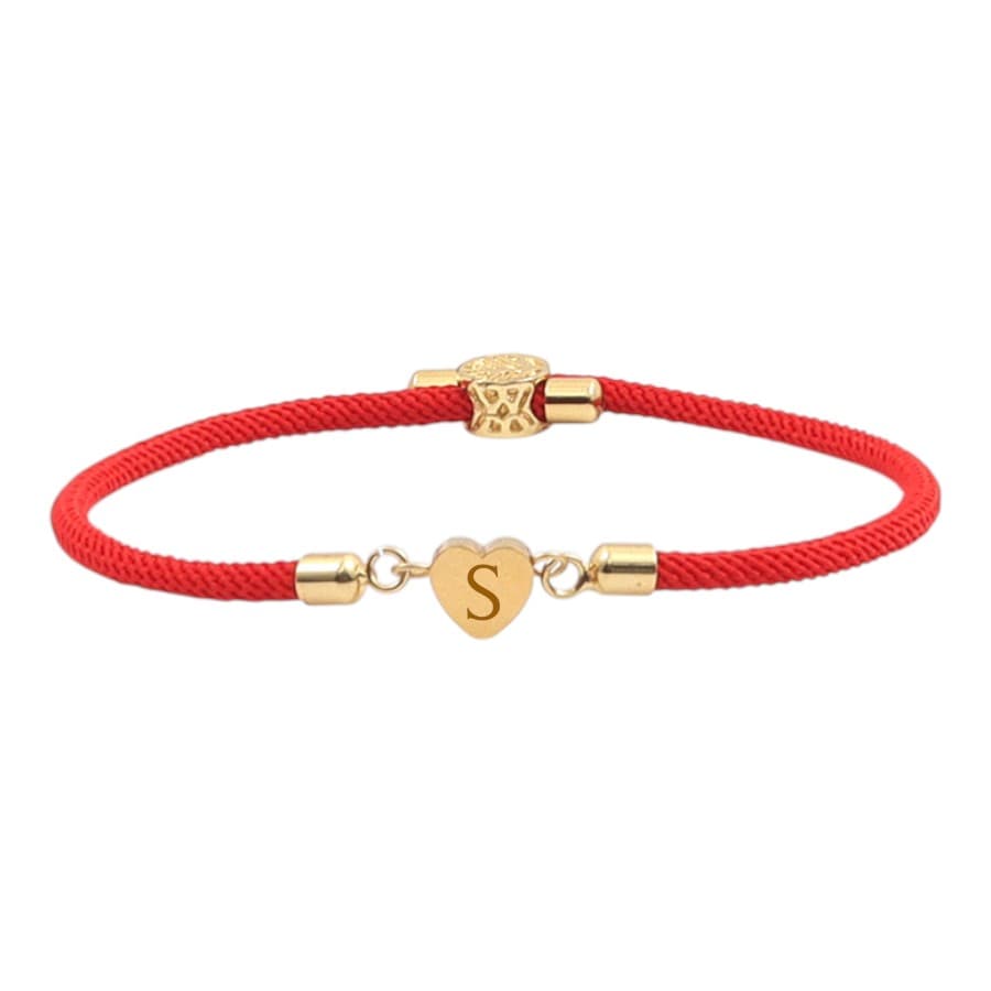 Initiaal Armband met Hartje rood