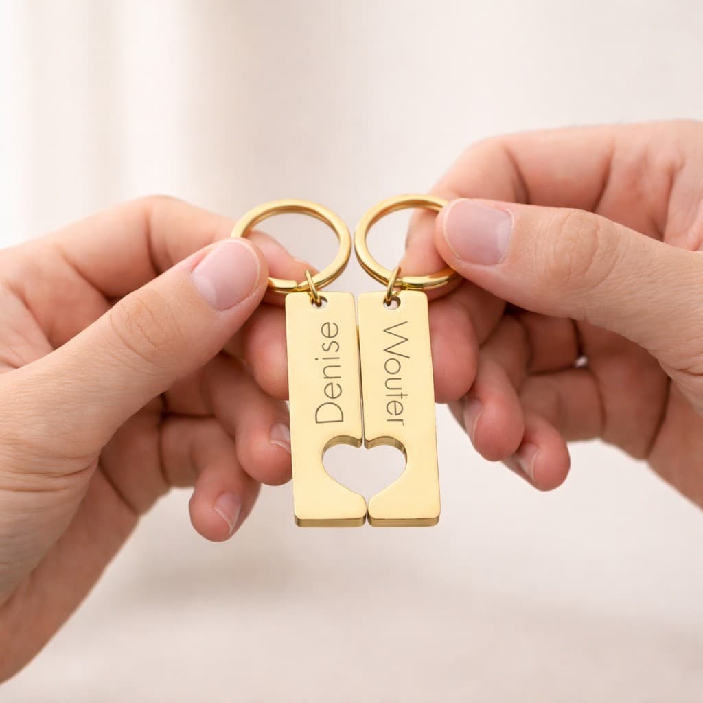 Sleutelhanger Set Naam en Hart — alternatieve afbeelding