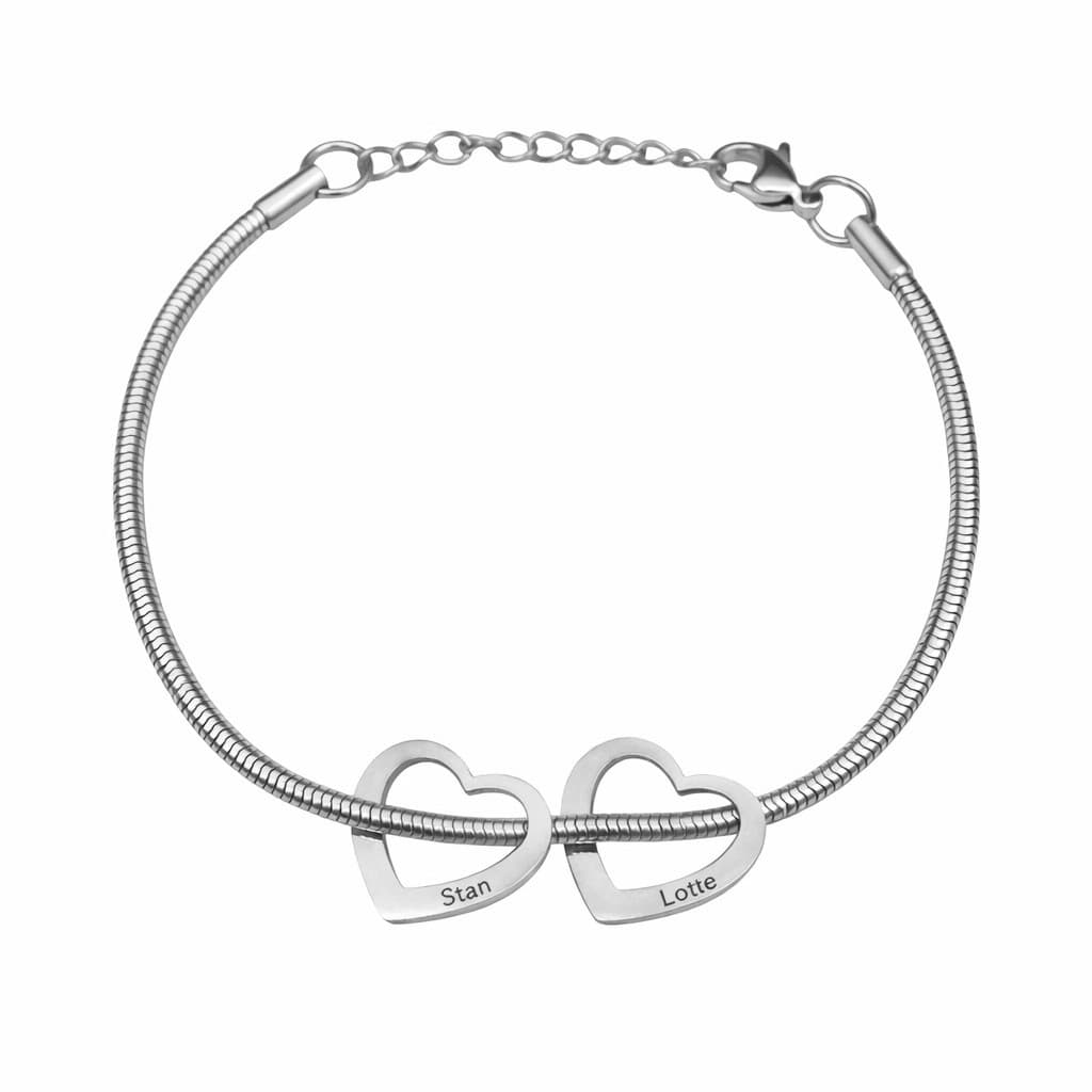 Bedelarmband met 2 Hartjes