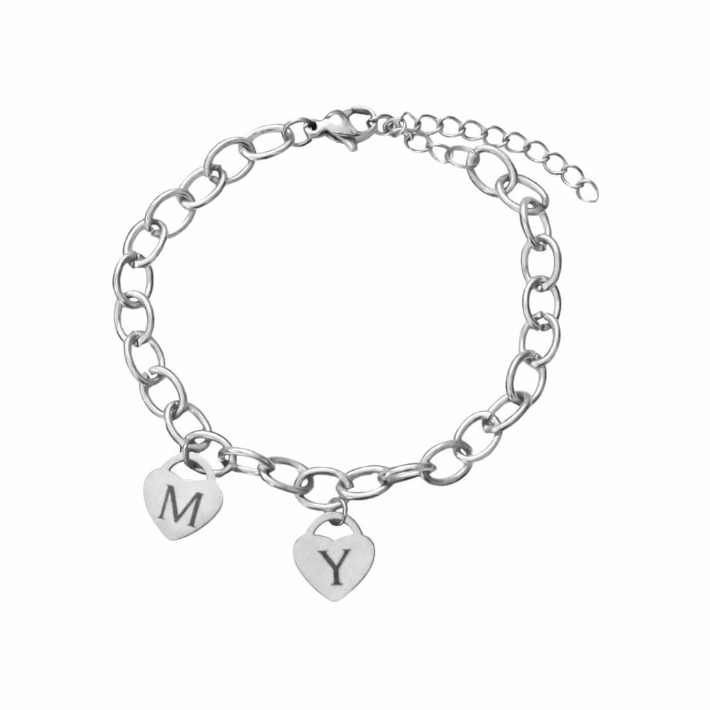 Schakelarmband Hart met 2 Initialen