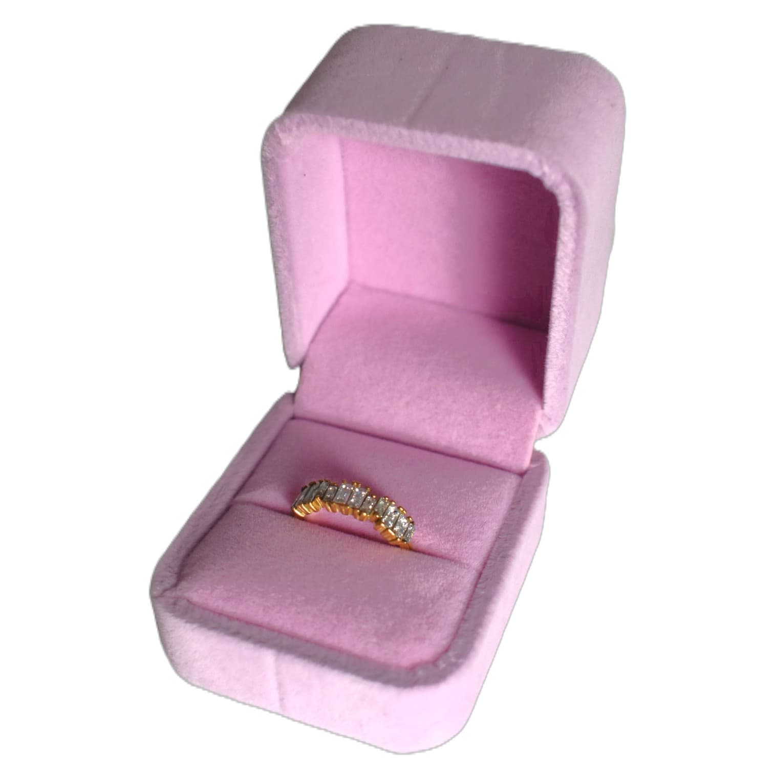 Ringdoosje Vierkant Velvet Roze