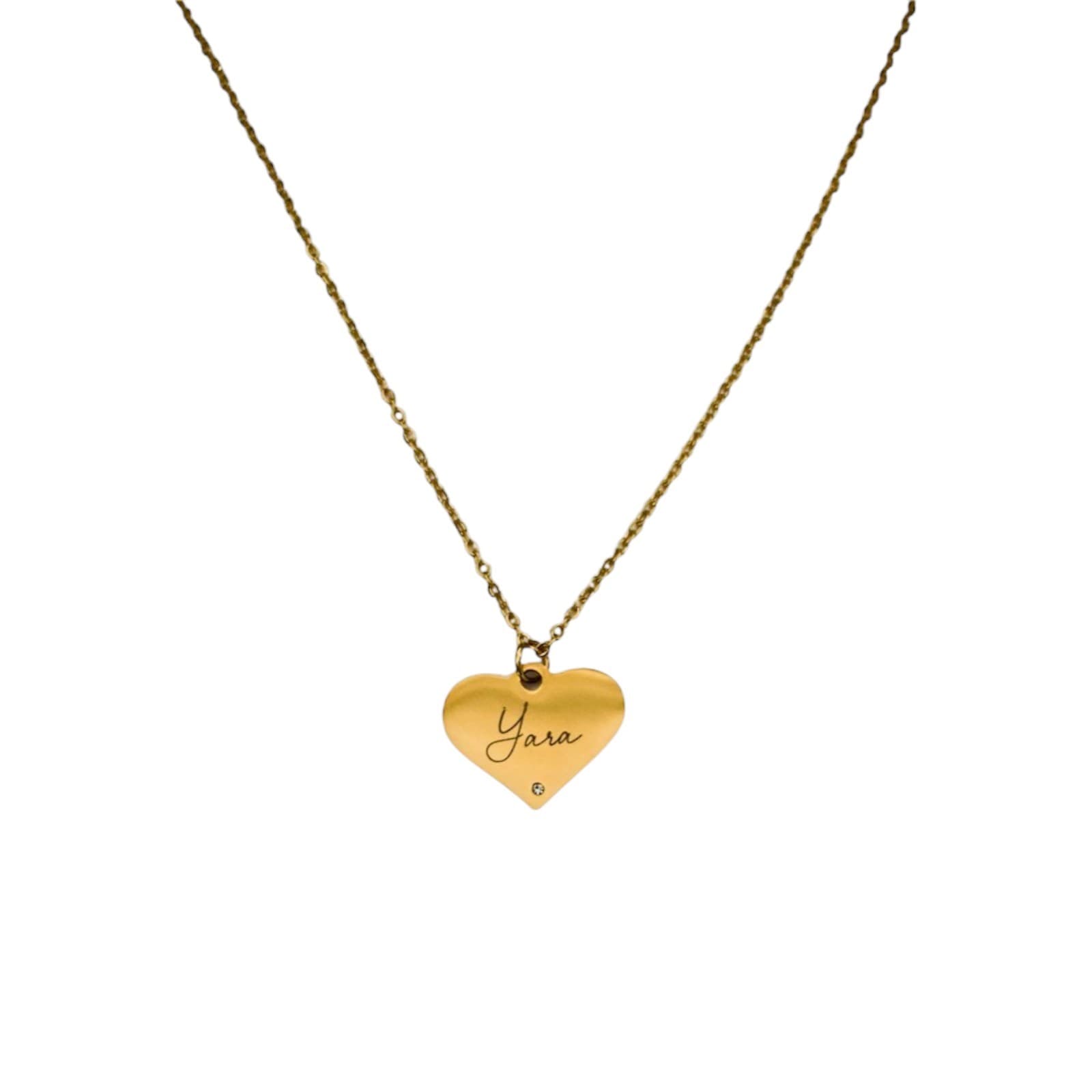 Graveerbare Ketting Hart met Steentje en Naam
