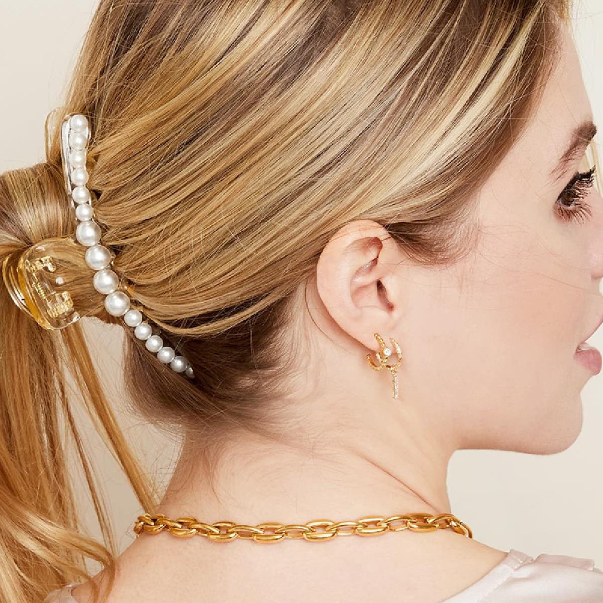 Grote Haarklem met Parels wit — alternatieve afbeelding