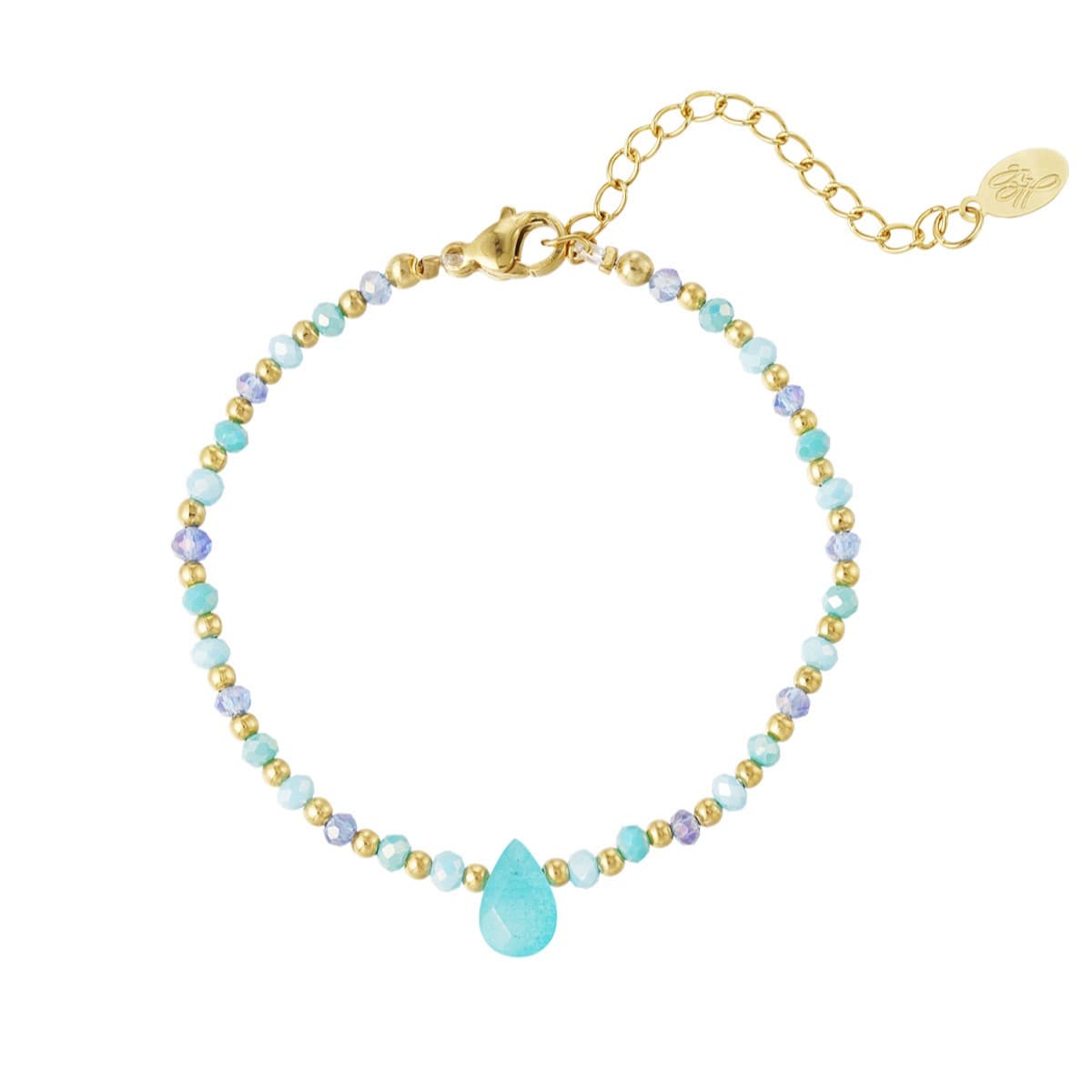 Kralen Armband met Druppel blauw