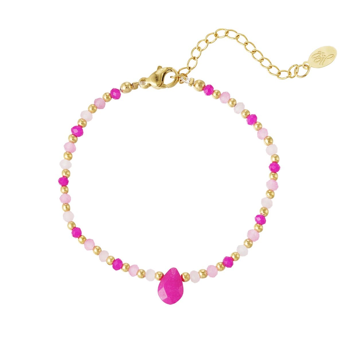 Kralen Armband met Druppel roze