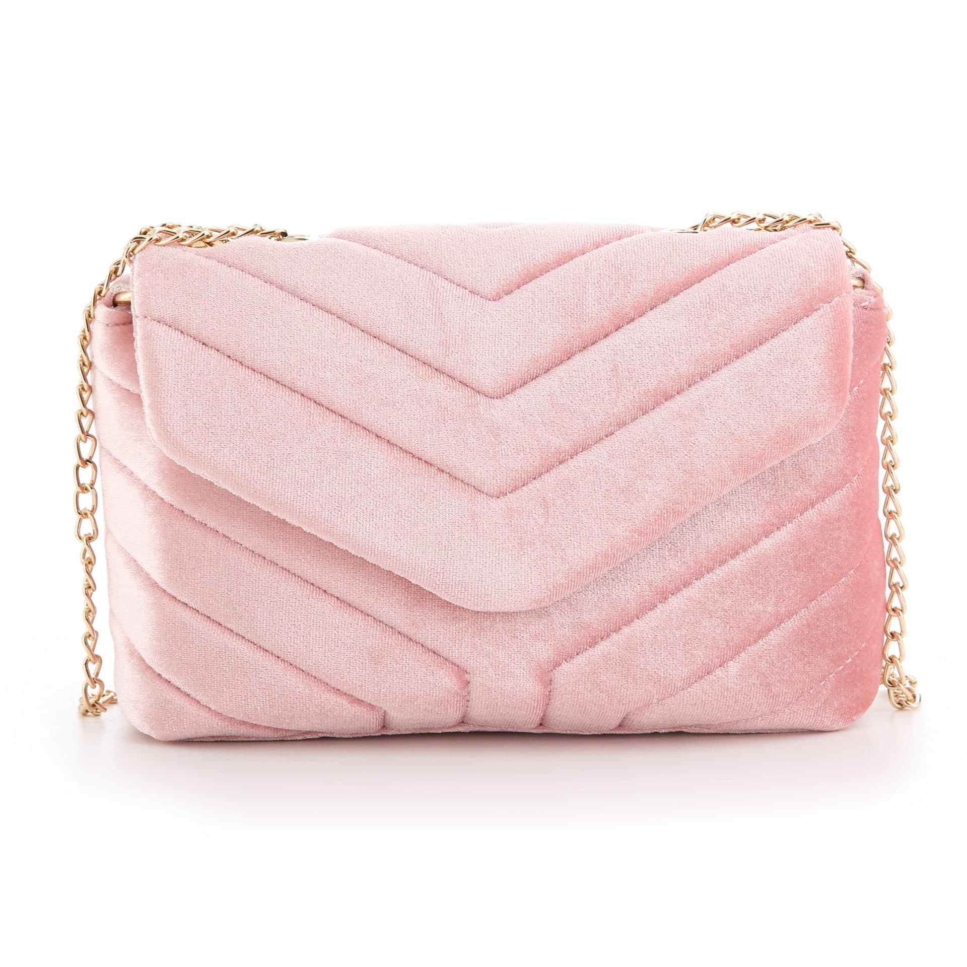 Schoudertas Velvet licht roze