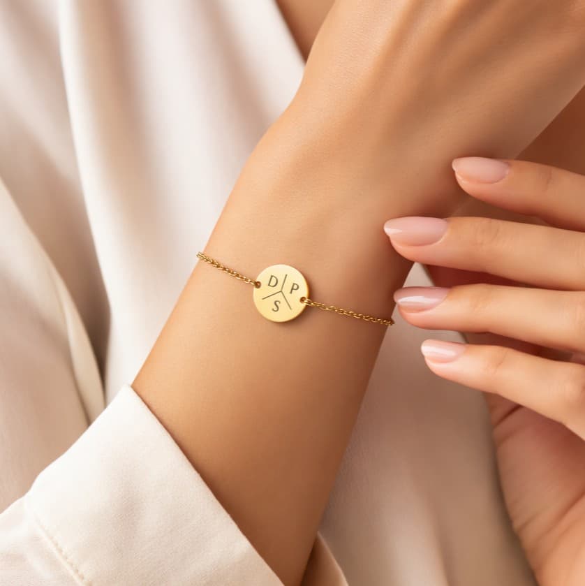 Munt Armband met 3 Initialen — alternatieve afbeelding