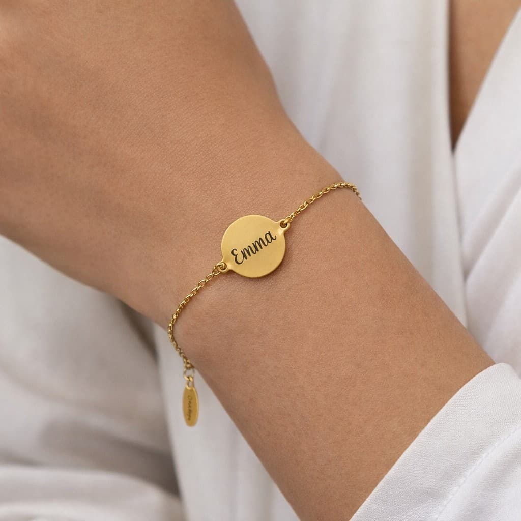 Graveerbare Armband Naam Munt — alternatieve afbeelding