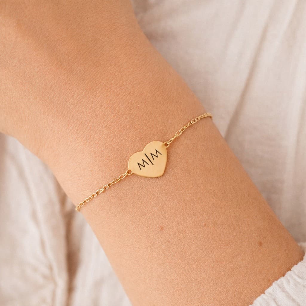 Hart Armband met 2 Initialen — alternatieve afbeelding