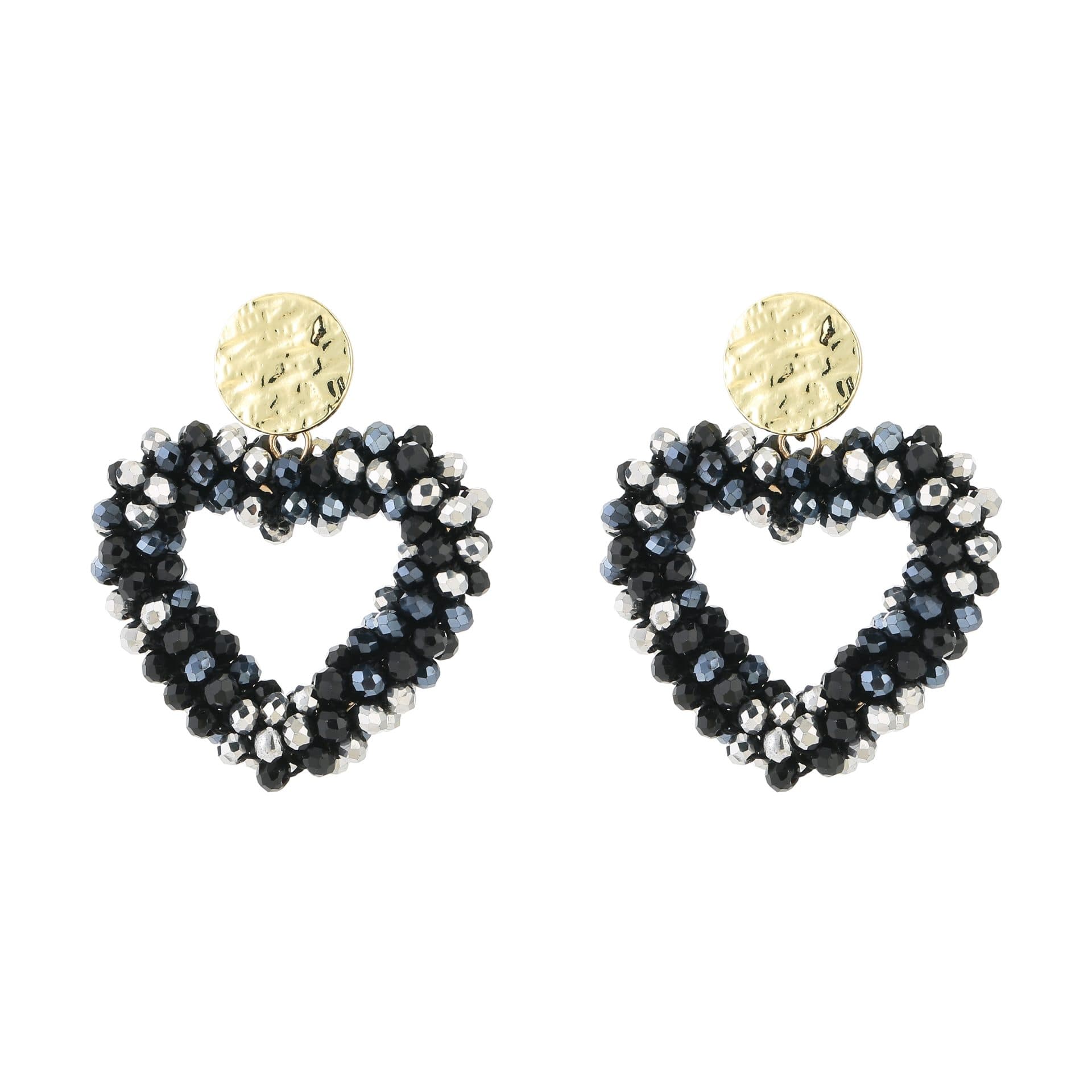 Hart Oorbellen met Kralen zwart