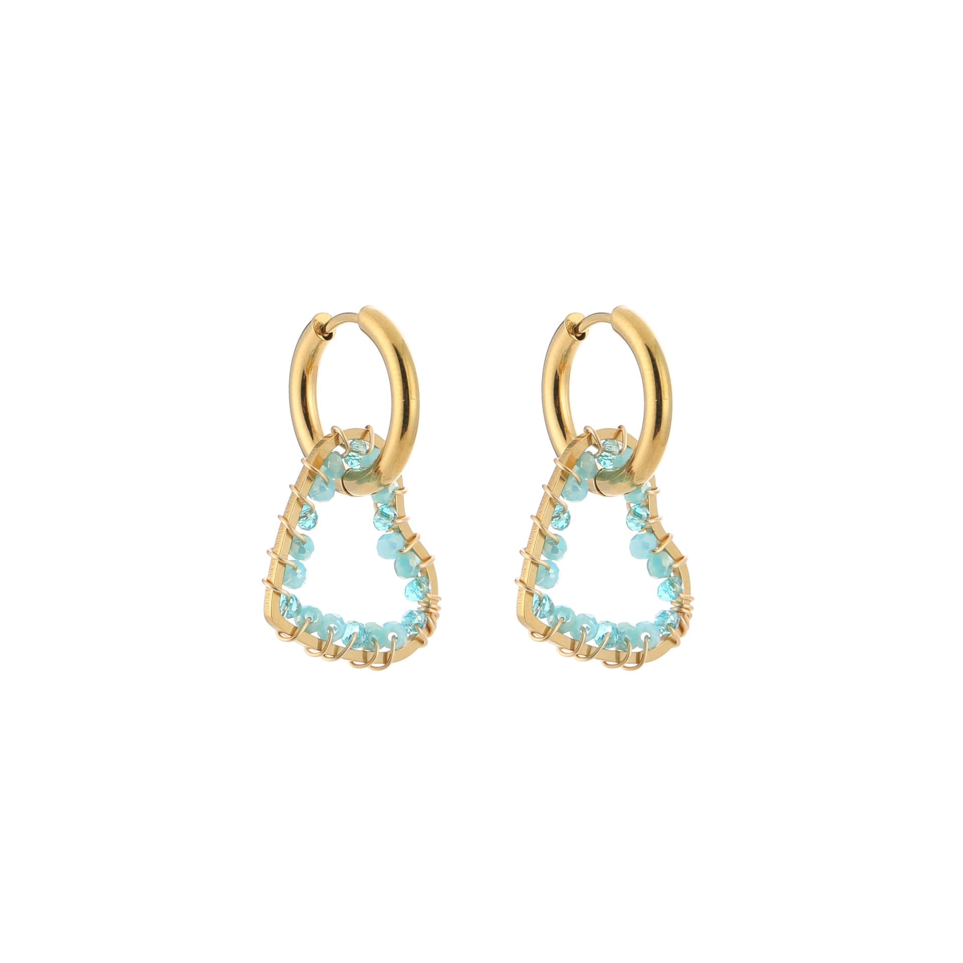 Kralen Hartjes Oorbellen blauw