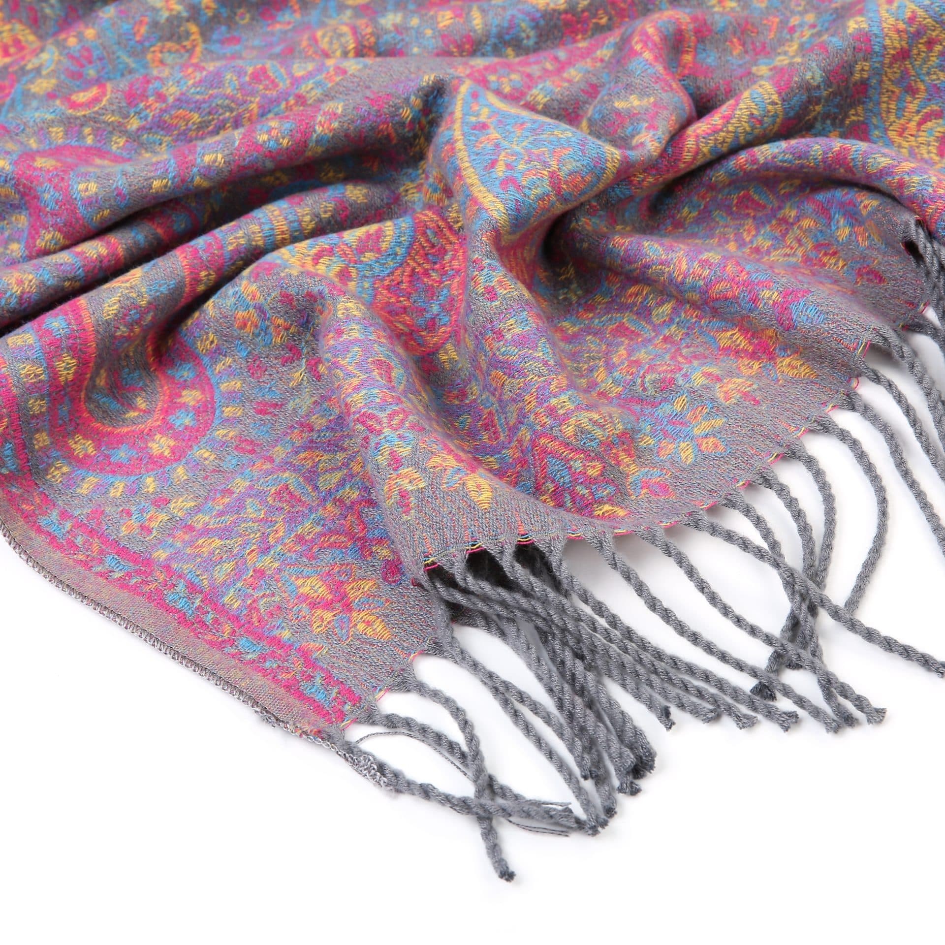 Sjaal Paisley grijs kleurrijk — alternatieve afbeelding