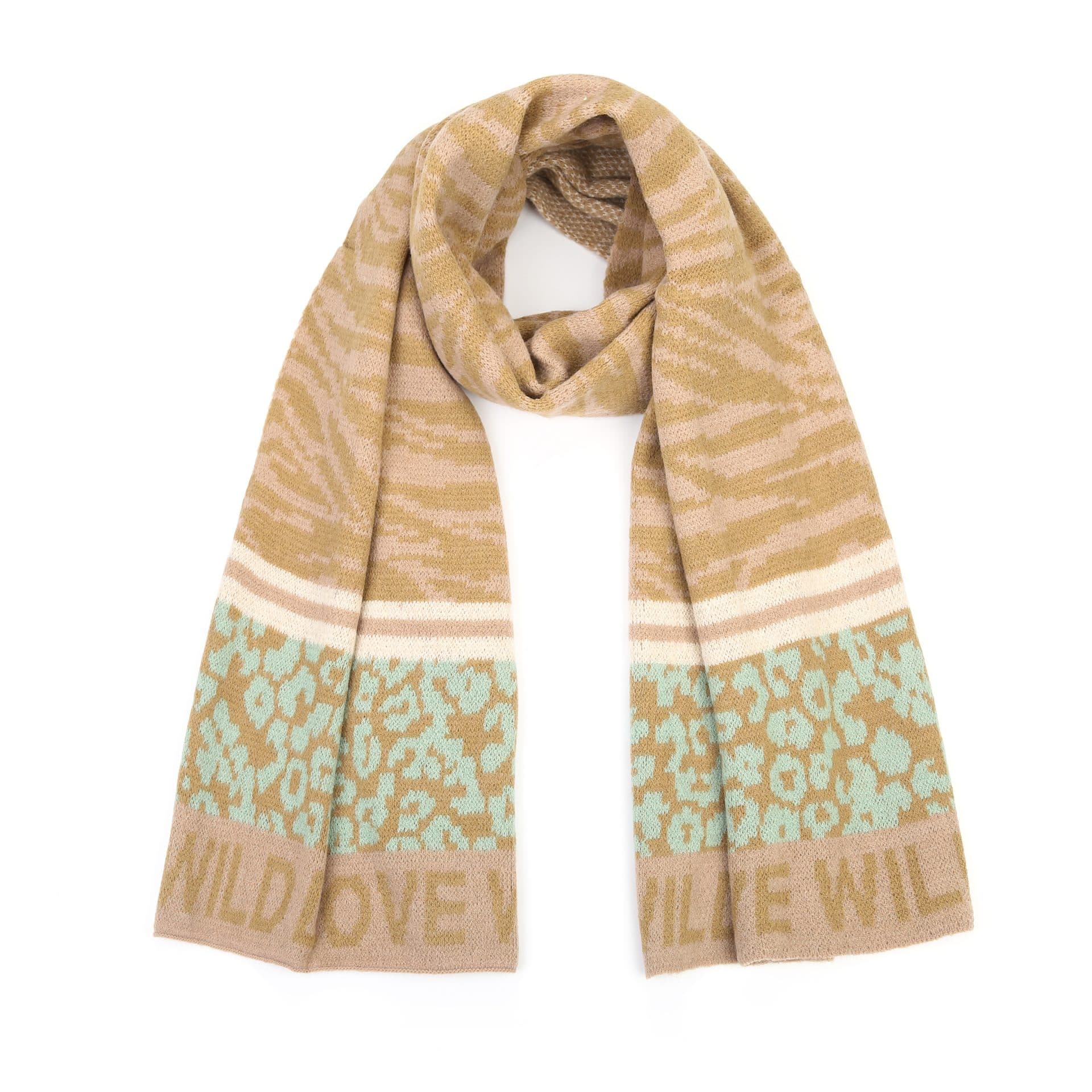 Sjaal Wild Love bruin en groen