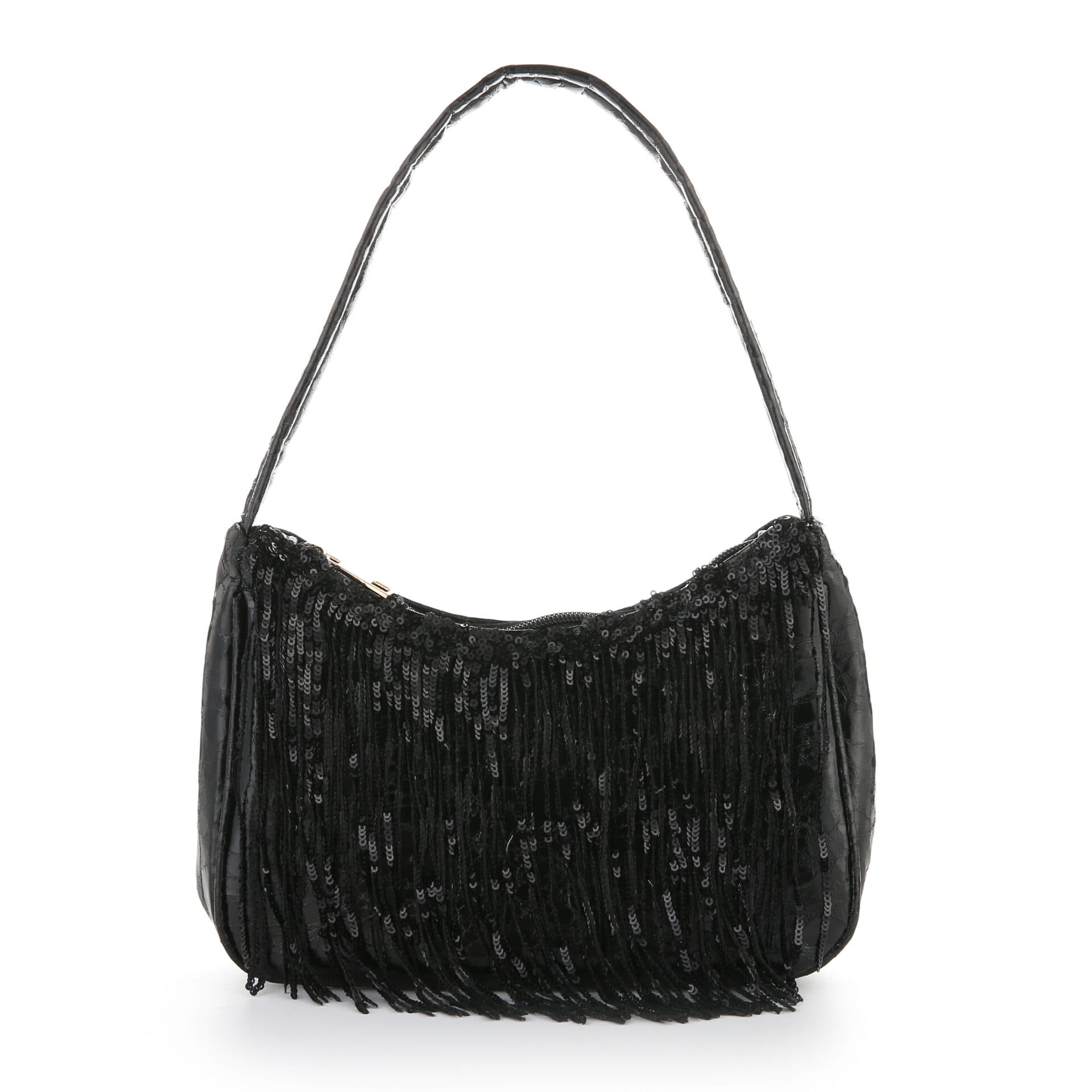 Zwarte Schoudertas met pailletten