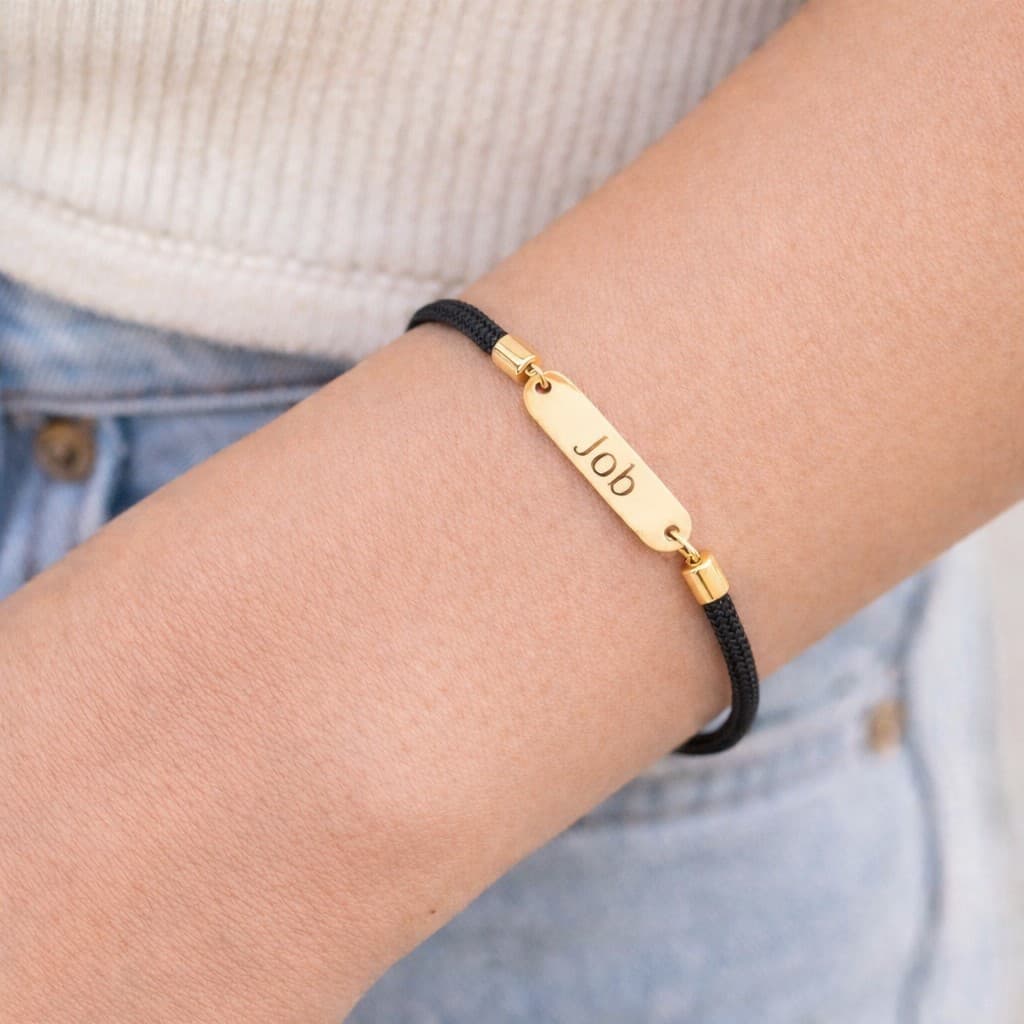 Naam Armband met Bar zwart — alternatieve afbeelding