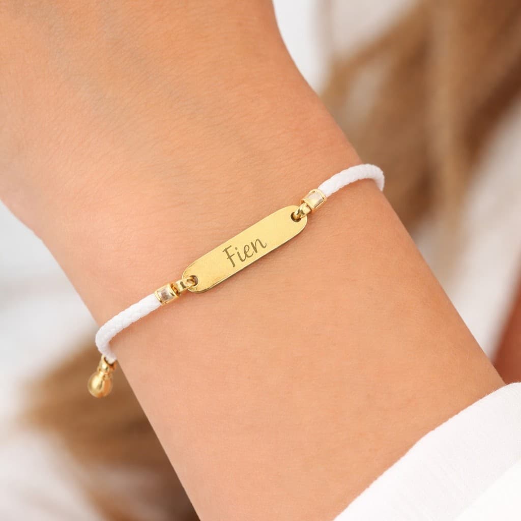 Naam Armband met Bar wit — alternatieve afbeelding