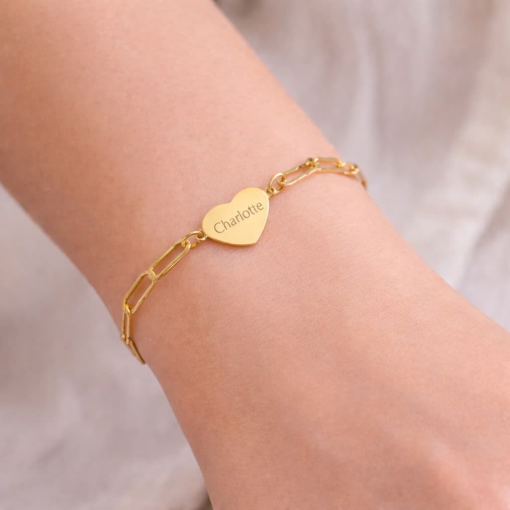 Hart Schakelarmband met 1 Naam — alternatieve afbeelding