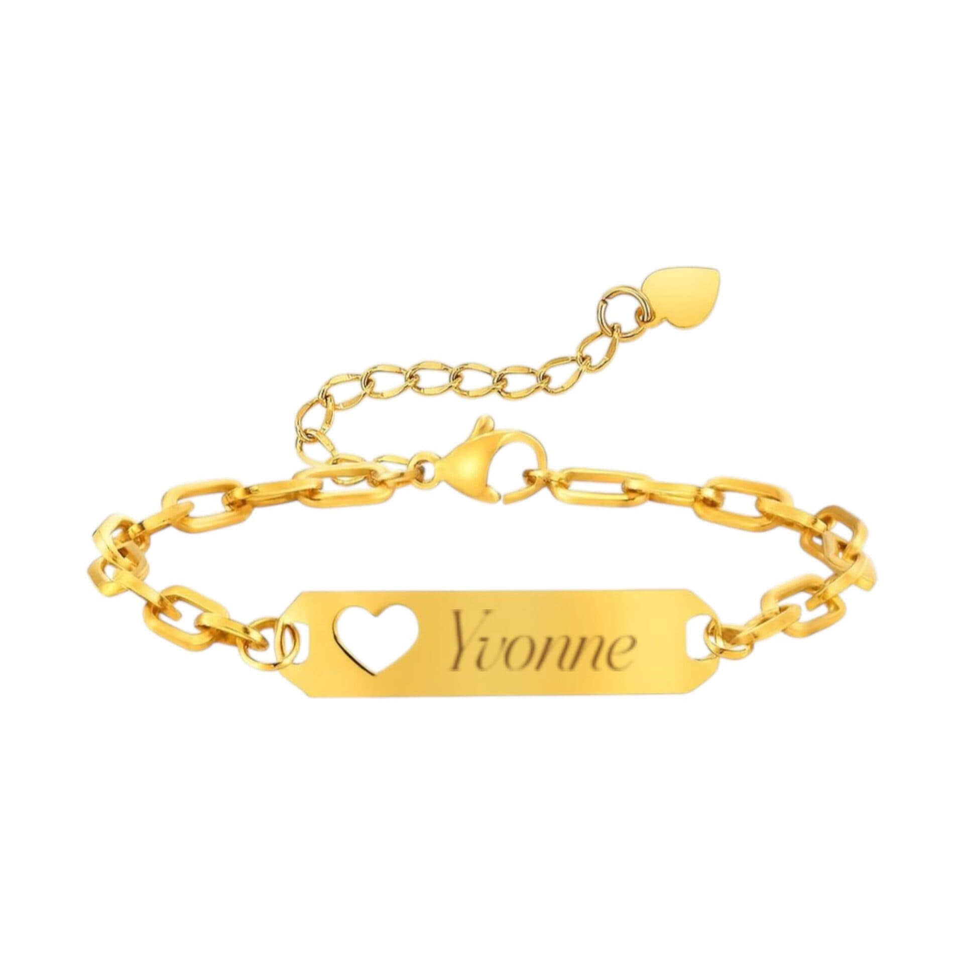 Dames Schakelarmband met Naam en Hartje