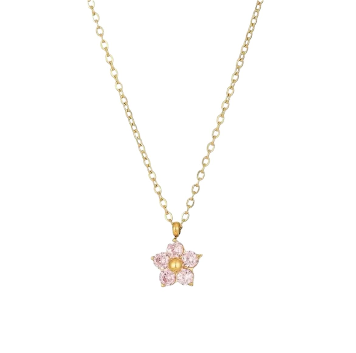 Ketting Kristal Bloem roze