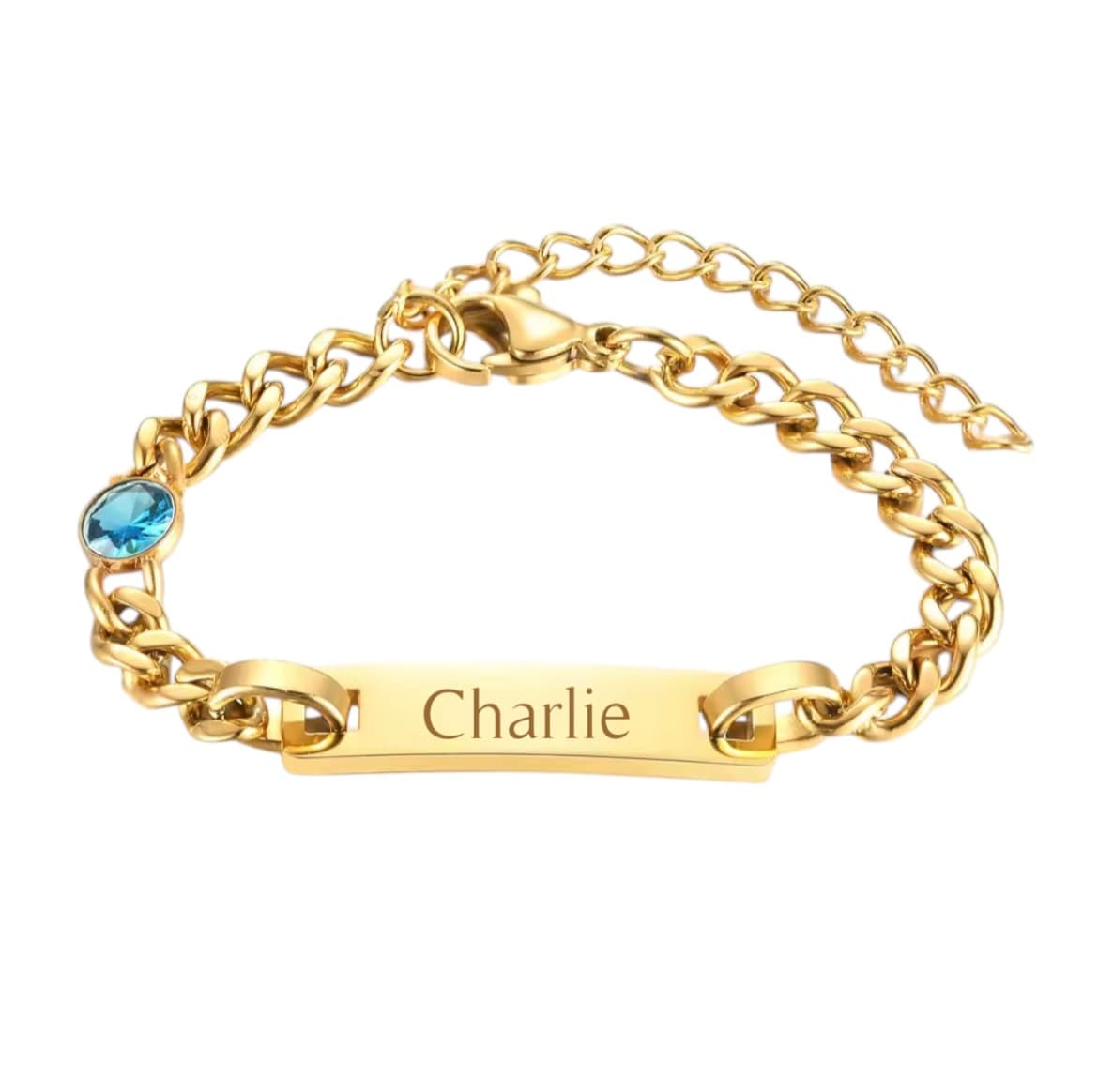 Kinder/Baby Naamarmband met Geboortesteen