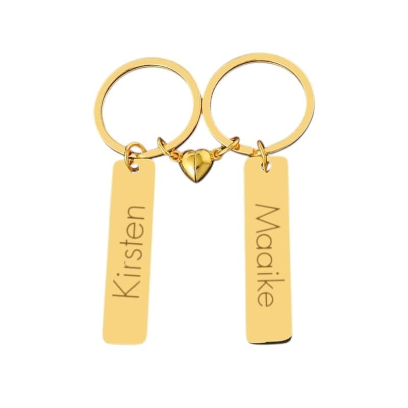 Naam Sleutelhanger Set met Magnetisch Hartje