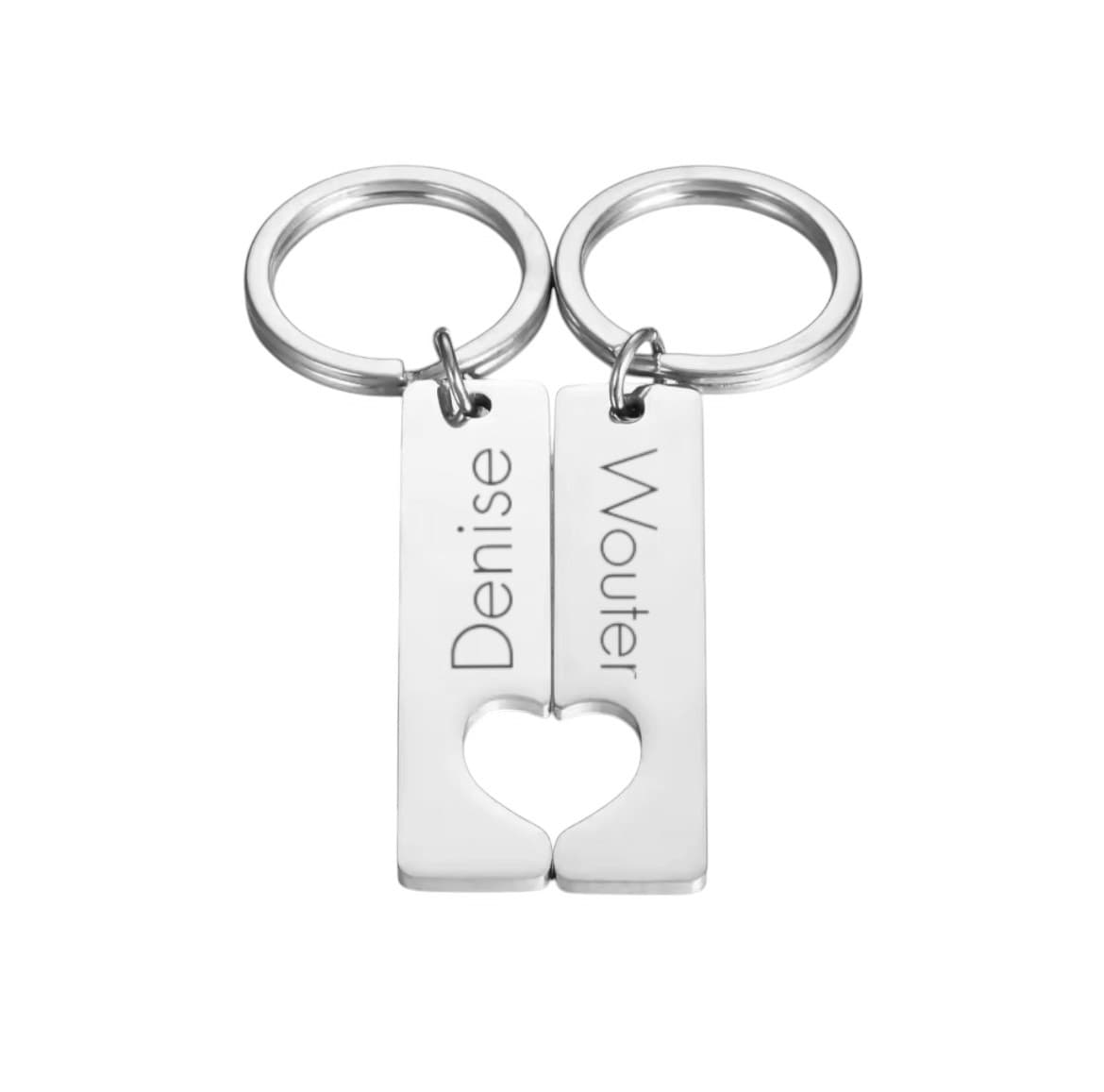 Sleutelhanger Set Naam en Hart