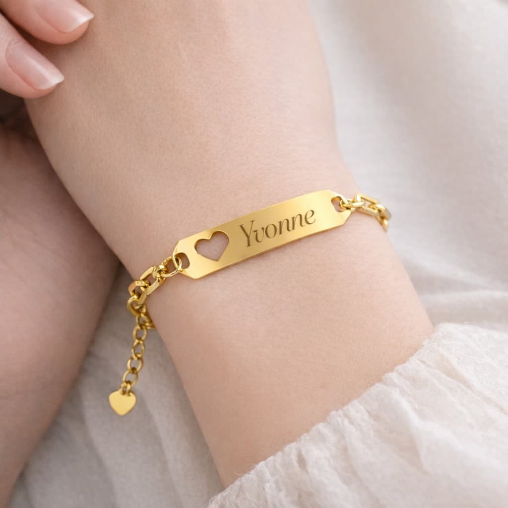 Dames Schakelarmband met Naam en Hartje — alternatieve afbeelding