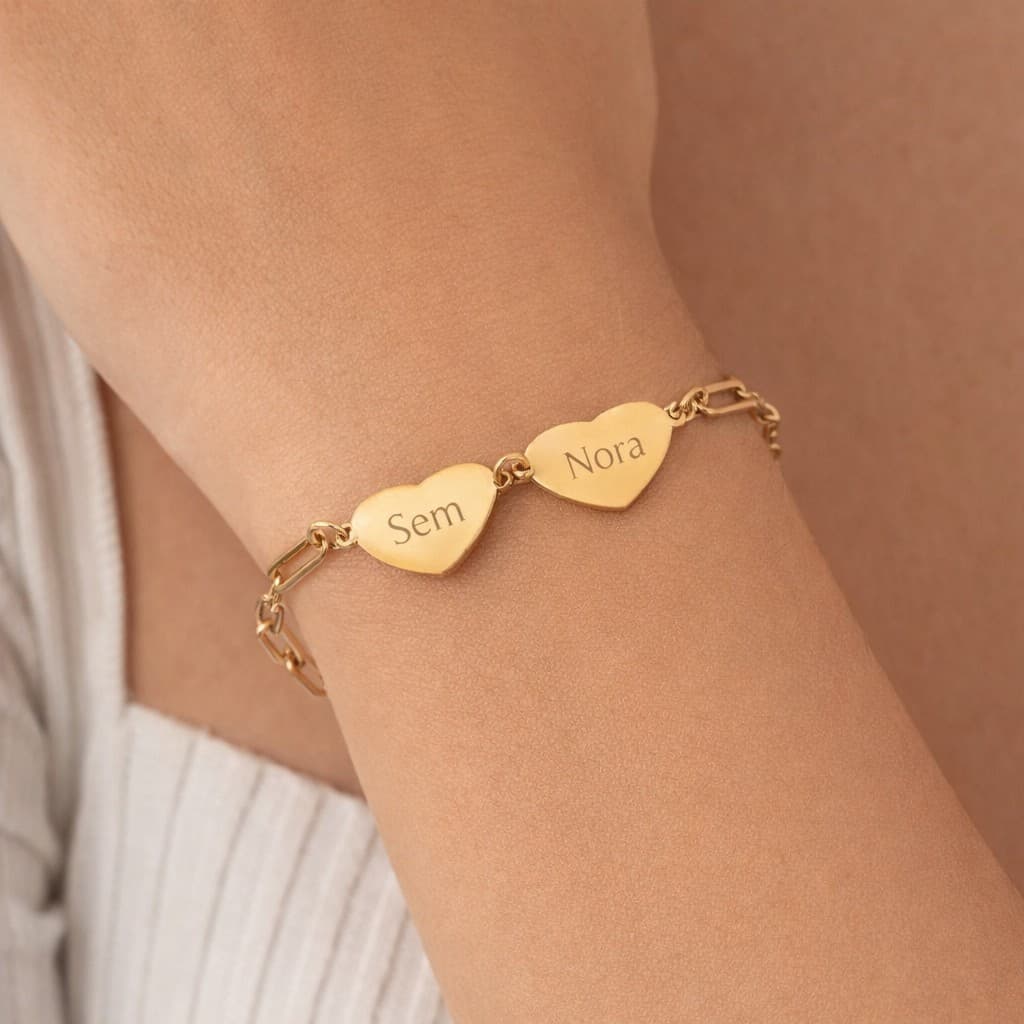Hart Schakelarmband met 2 Namen — alternatieve afbeelding