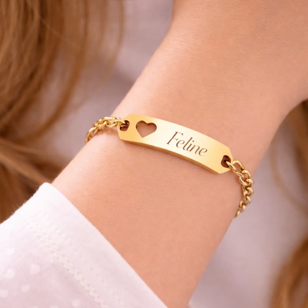 Meisjes Schakelarmband met Naam en Hartje — alternatieve afbeelding