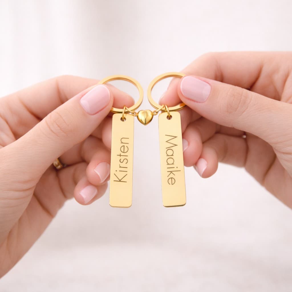 Naam Sleutelhanger Set met Magnetisch Hartje — alternatieve afbeelding