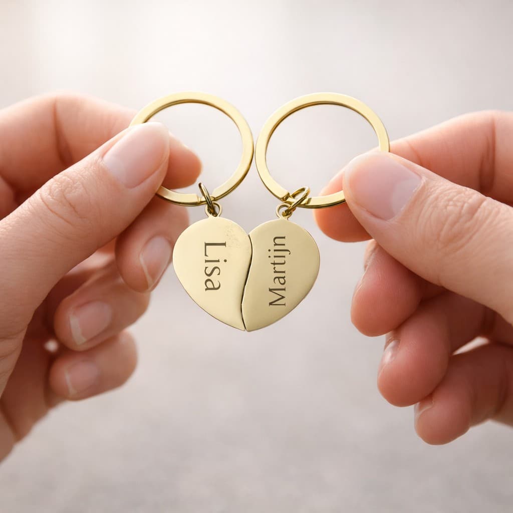 Sleutelhanger Set Halve Hartjes met Namen — alternatieve afbeelding
