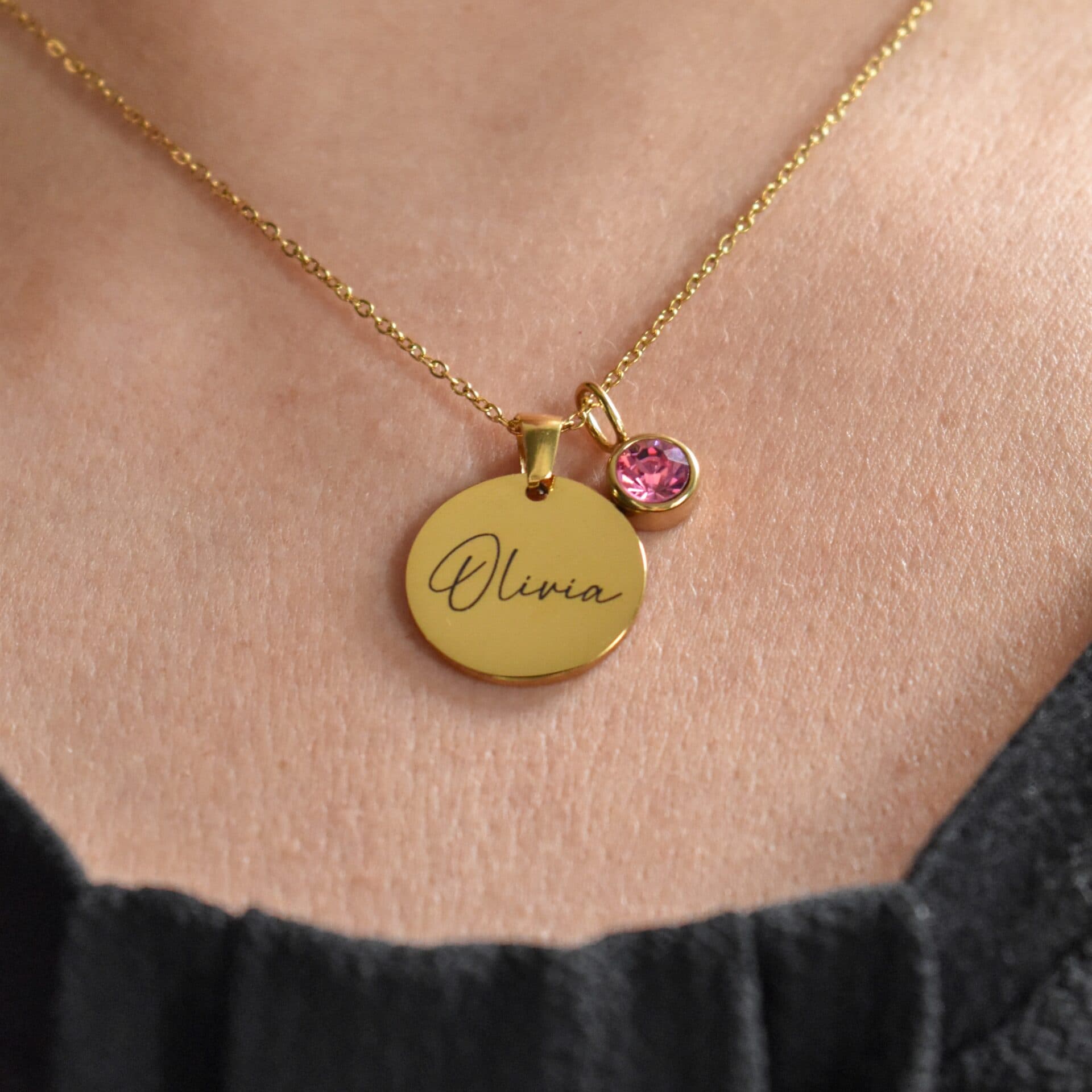 Geboortesteen Naam Ketting — alternatieve afbeelding