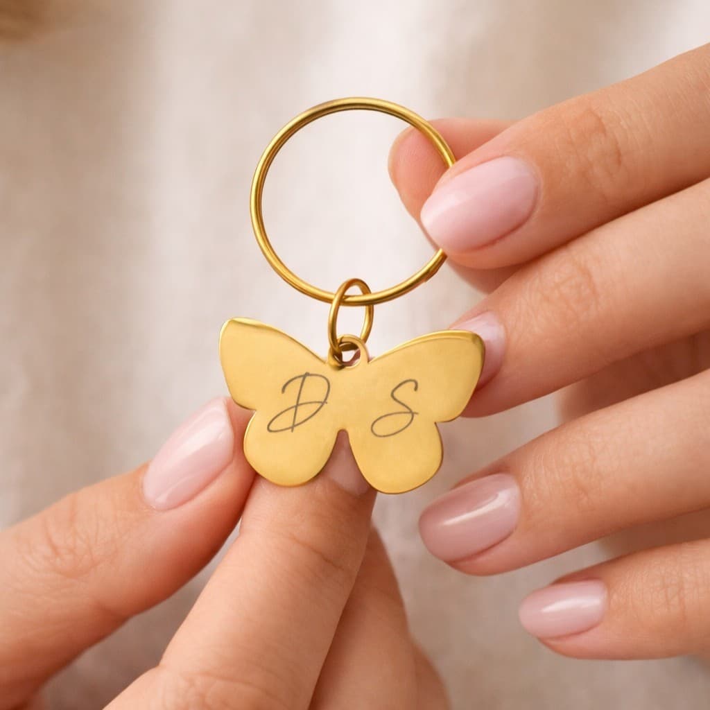 Sleutelhanger Vlinder met Initialen — alternatieve afbeelding