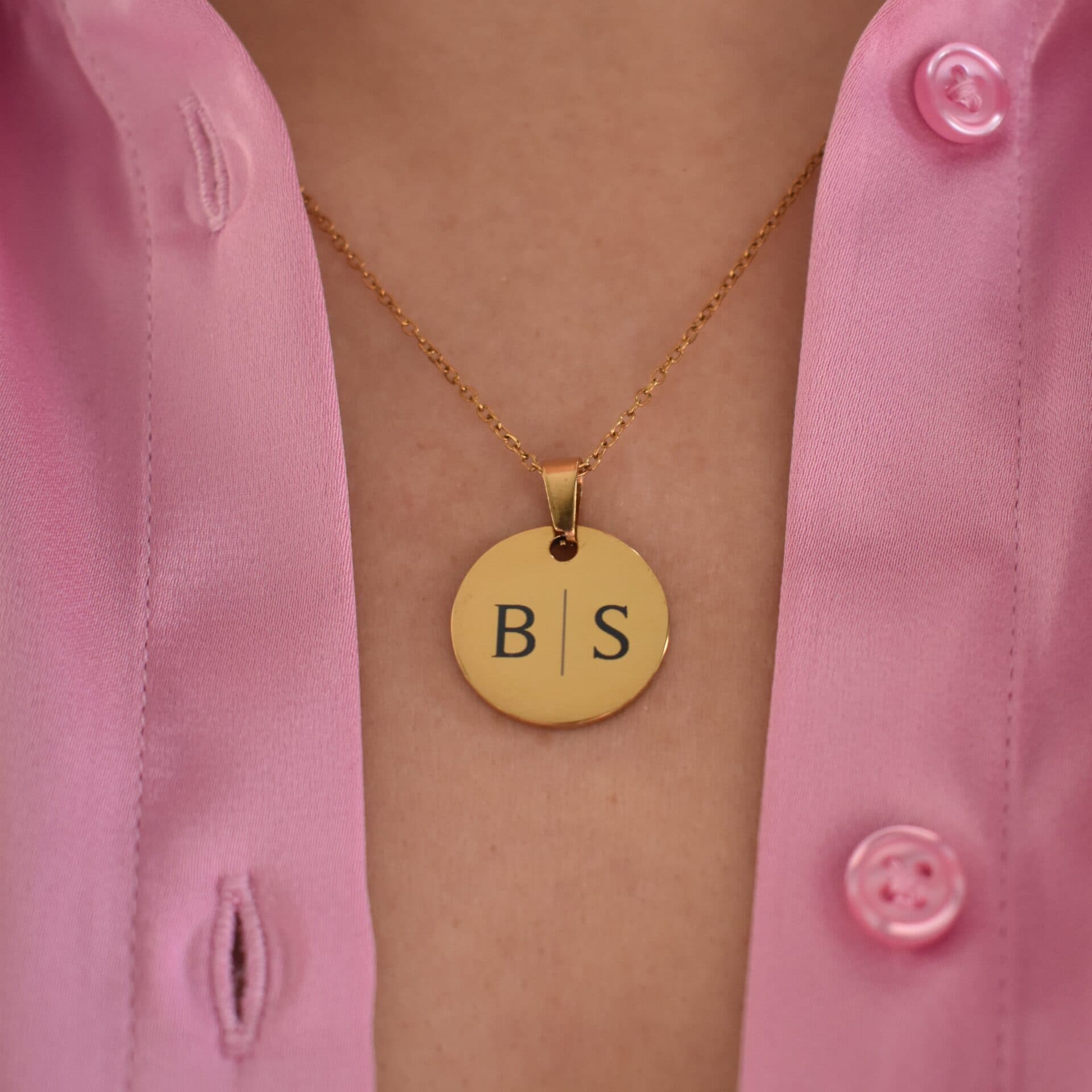 Munt Ketting met 2 Initialen — alternatieve afbeelding