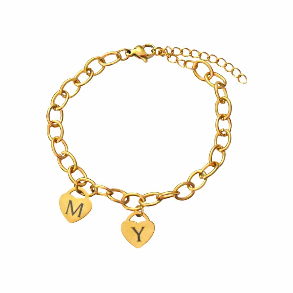 Schakelarmband Hart met 2 Initialen