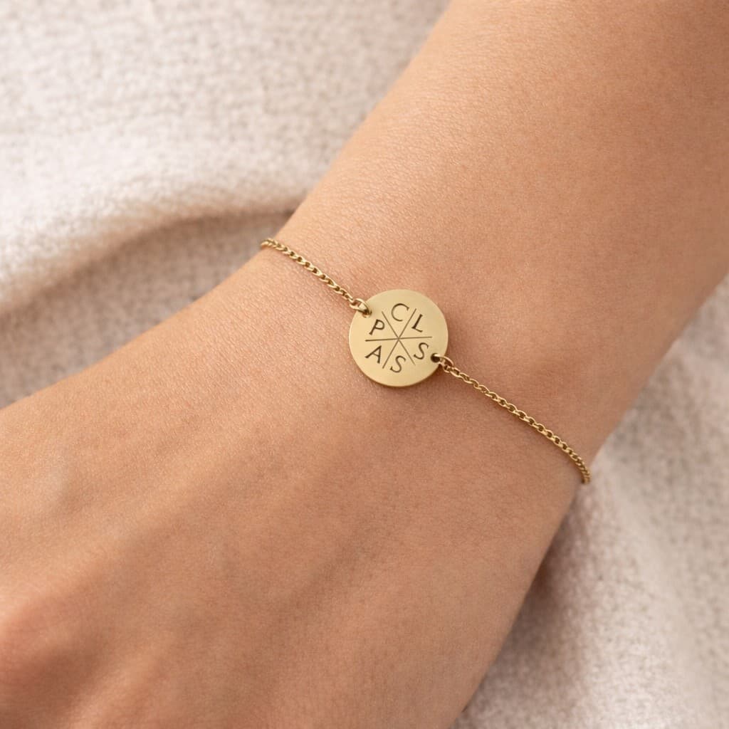 Munt Armband met 6 Initialen — alternatieve afbeelding