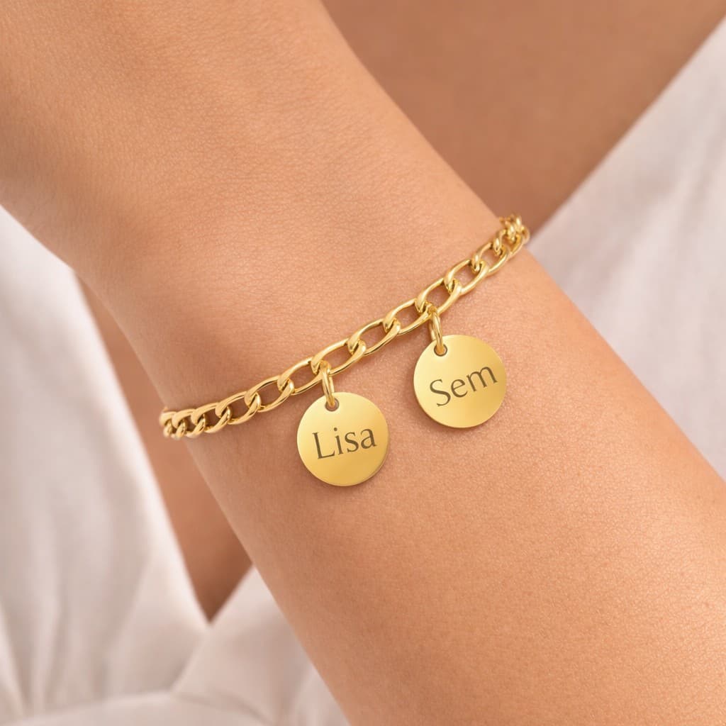 Schakelarmband met 2 Muntjes — alternatieve afbeelding