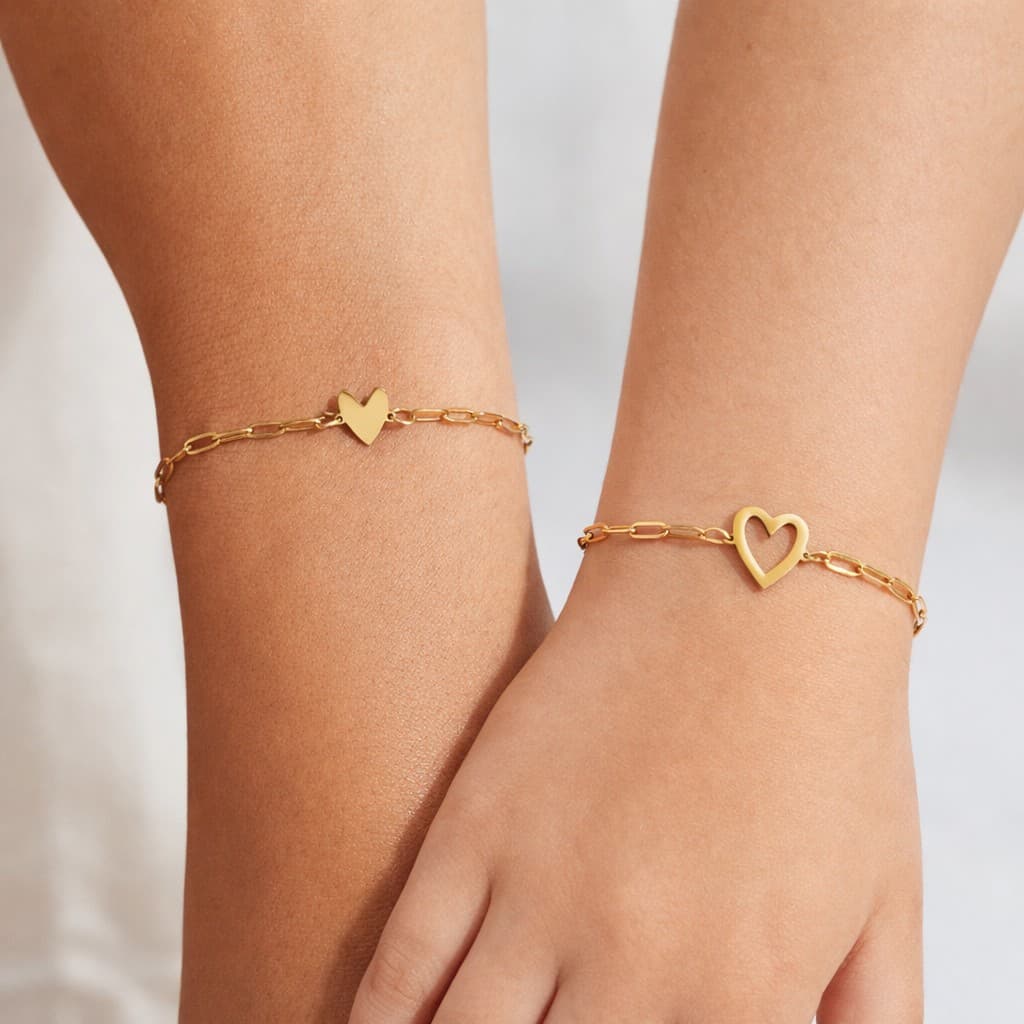 Moeder Dochter Armbanden Set met Hartje — alternatieve afbeelding