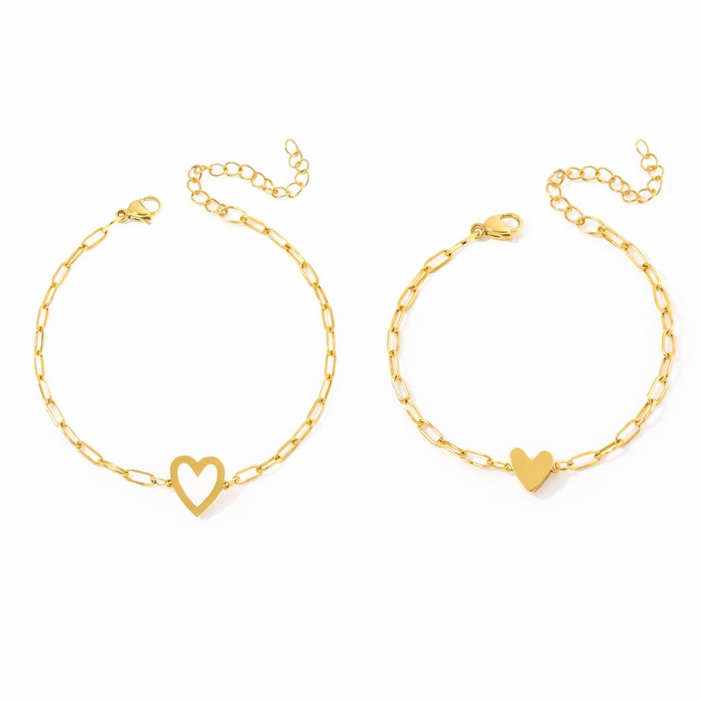 Moeder Dochter Armbanden Set met Hartje